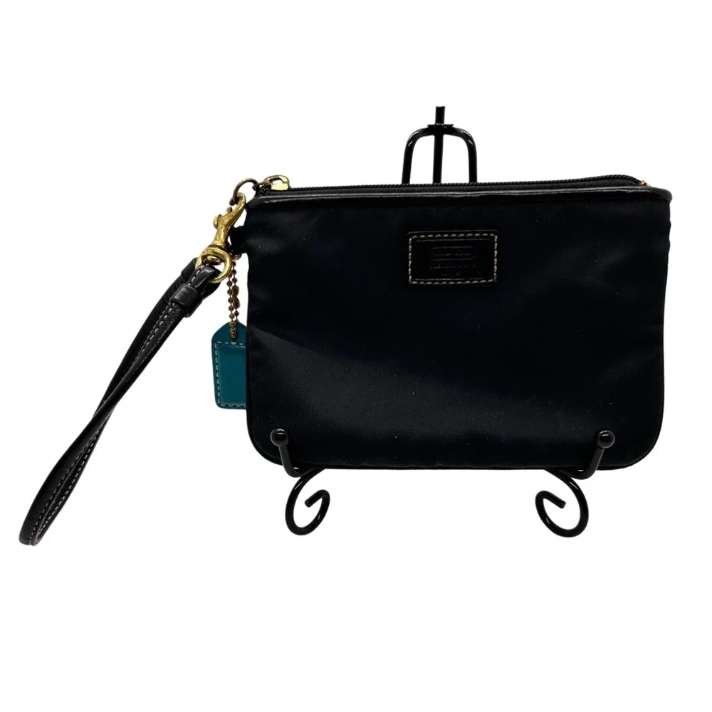 Coach Black Wristlet Nylon Leather Trim - Picture 2 of 9